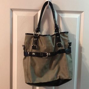 Chateau Grey and Black Faux Leather Purse